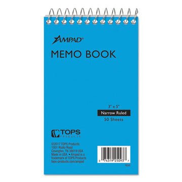 Ampad® Memo Pads, Narrow Rule, Randomly Assorted Cover Colors, 50 White 3 X 5 Sheets freeshipping - TVN Wholesale